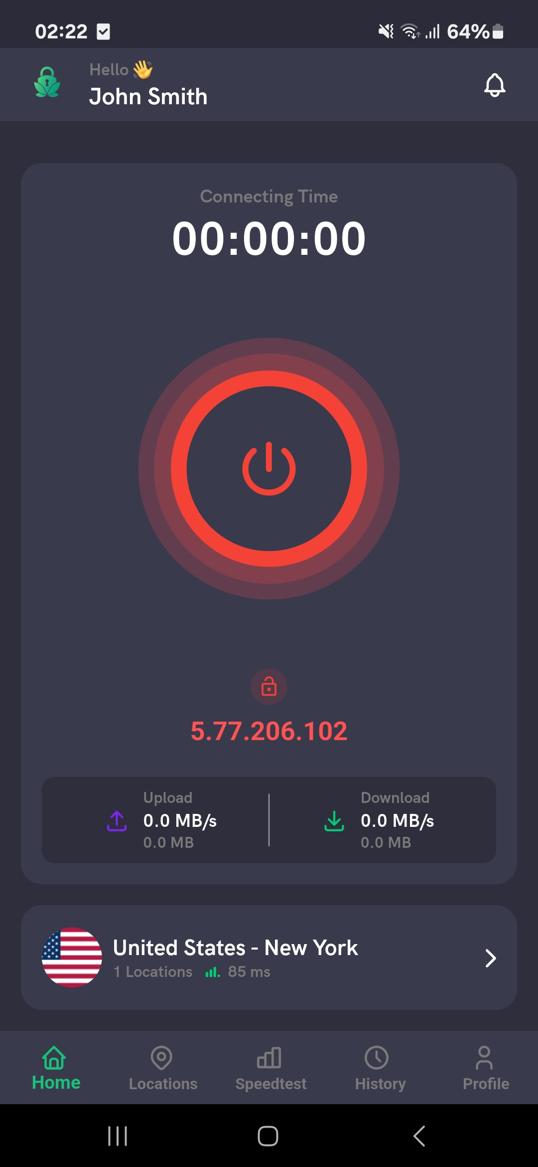 ZenVault VPN — connection screen