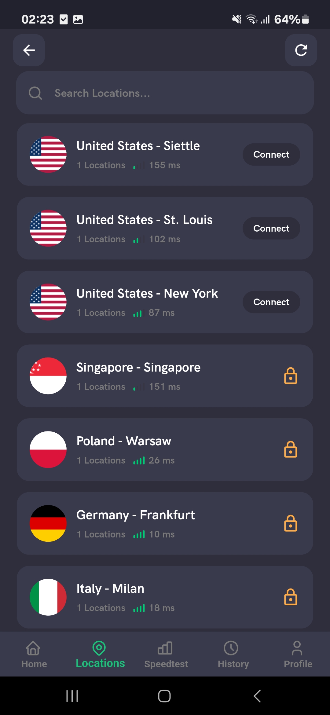 ZenVault VPN — server selection